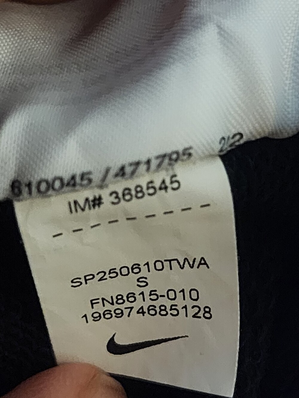 Nike‎ Air Black Cropped Hoodie with Large White Swoosh and AIR Graphic, Womens S - Picture 9 of 9